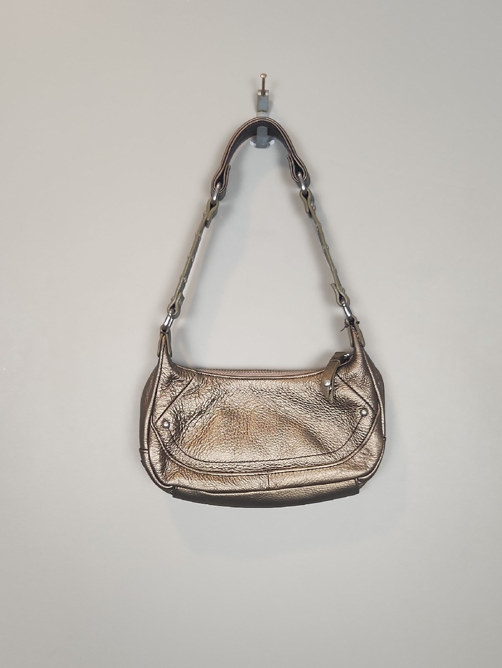 Kenneth Cole Reaction Small Metallic Bronze Leather Shoulder Bag